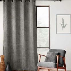douceur d'intu017drieur Rideau Velours Chenille (140 x 260 cm) Leo Gris Anthracite New