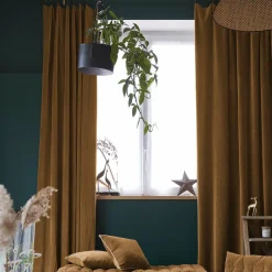 EMINZA Rideau velours de coton ajustable (140 x max 270 cm) Victor Camel Sale