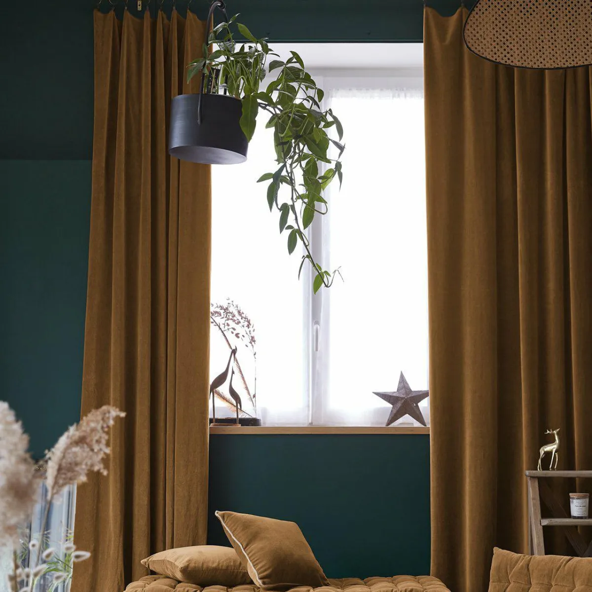 EMINZA Rideau velours de coton ajustable (140 x max 270 cm) Victor Camel Sale
