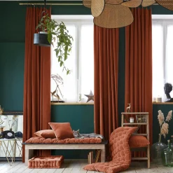 EMINZA Rideau velours de coton ajustable (140 x max 270 cm) Victor Terracotta Hot