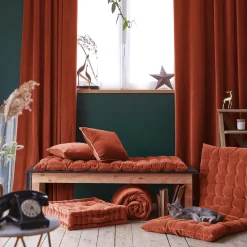 EMINZA Rideau velours de coton ajustable (140 x max 270 cm) Victor Terracotta Hot