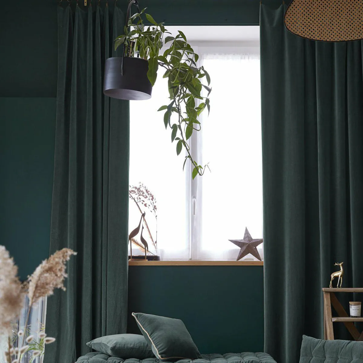 EMINZA Rideau velours de coton ajustable (140 x max 270 cm) Victor Gris ardoise Best