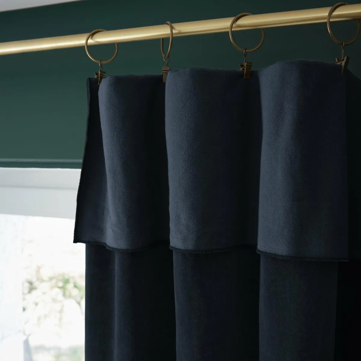 EMINZA Rideau velours de coton ajustable (140 x max 270 cm) Victor Bleu nuit Outlet