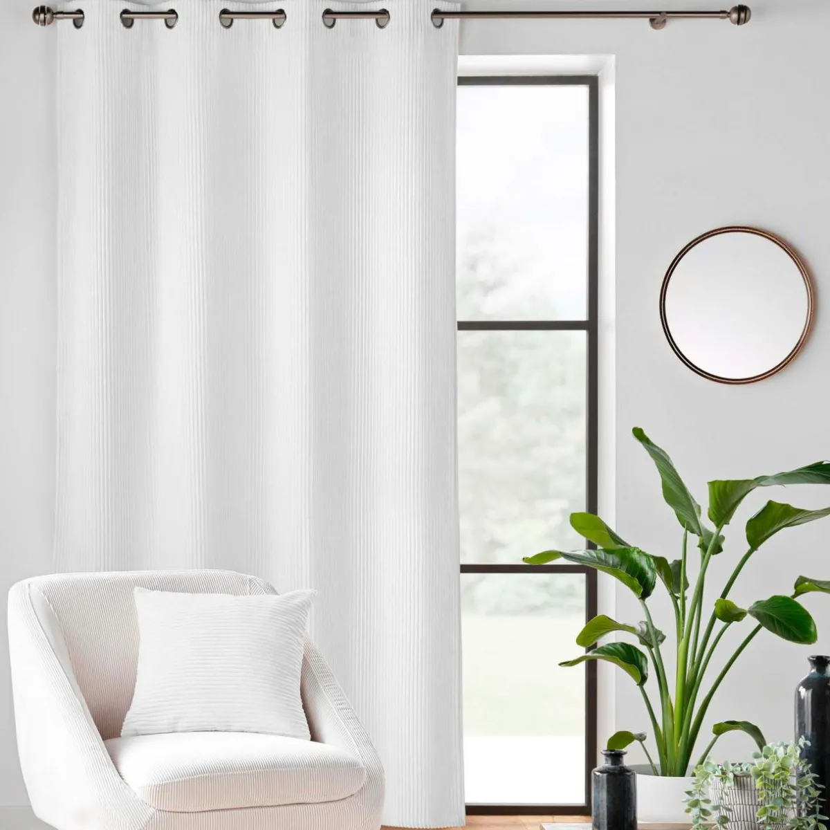 douceur d'intu017drieur Rideau velours relief (140 x 260 cm) Nils Blanc Outlet