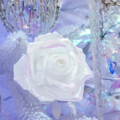 KAEMINGK Rose de Noël sur clip (D12 cm) Ice irisé Blanc New