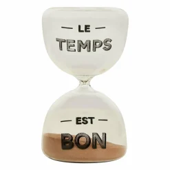 OSTARIA Sablier déco en verre (H14 cm) Le Temps est bon Blanc New