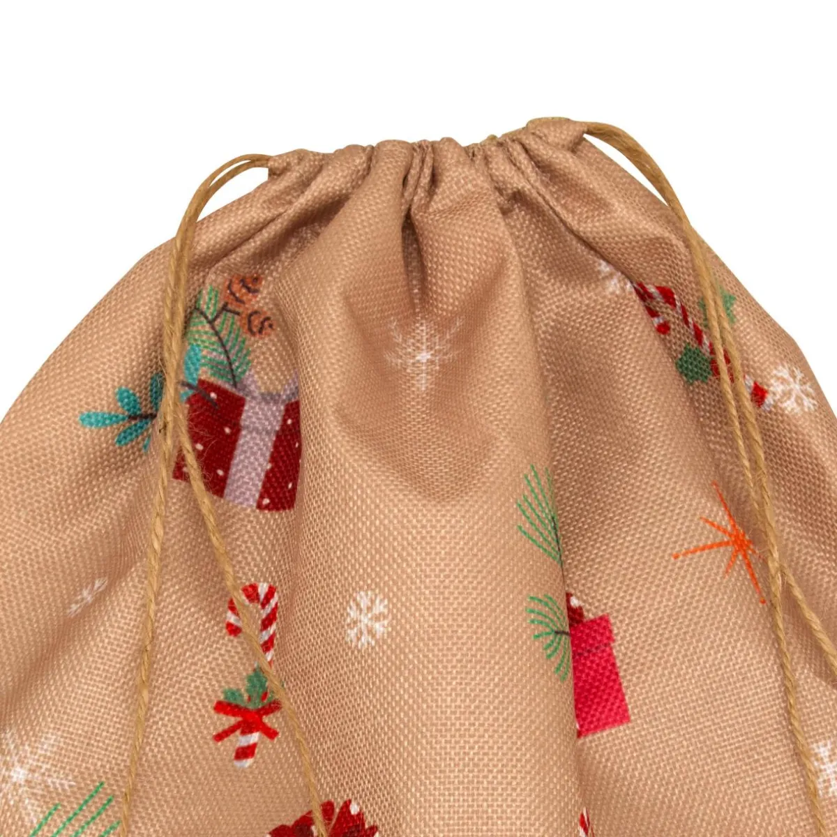 JJA Sac cadeau en jute (H70 cm) Lutin et Père Noël Beige Multicolore Sale