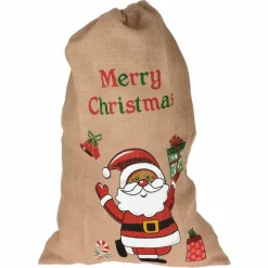 KOOPMAN Sac cadeau en tissu (H90 cm) "Merry christmas" Rouge New