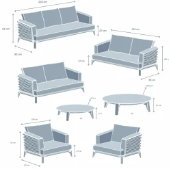 MOBELLIA Salon de jardin aluminium 9 places 12 pcs Monte Carlo Gris anthracite et taupe Anthracite - Taupe
