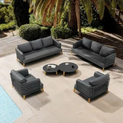 MOBELLIA Salon de jardin aluminium 8 places 6 pcs Monte Carlo Gris Anthracite Clearance