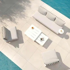 MOBELLIA Salon de jardin aluminium 5 places Long Beach Blanc Best