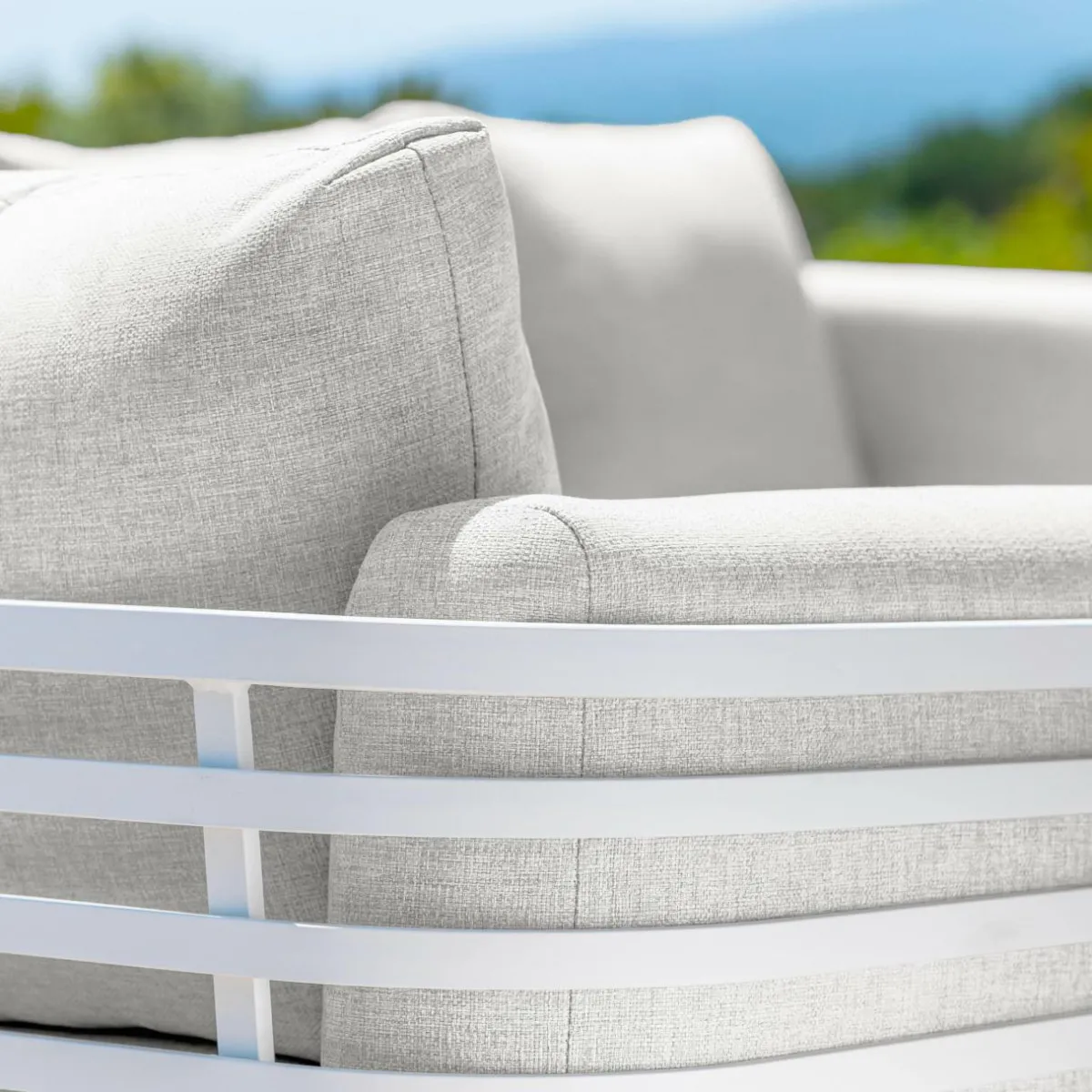 MOBELLIA Salon de jardin aluminium 9 places 12 pcs Monte Carlo Blanc et gris clair Blanc - Gris Clair