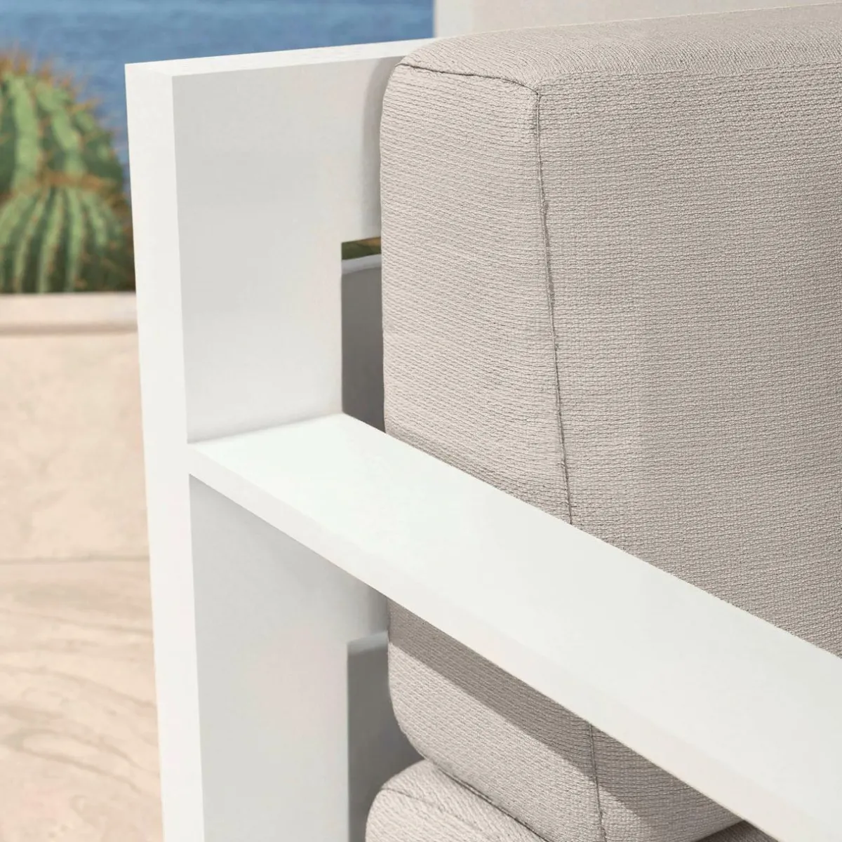 MOBELLIA Salon de jardin aluminium 4 places 4 pcs Elba Blanc et taupe Blanc - Taupe Clearance