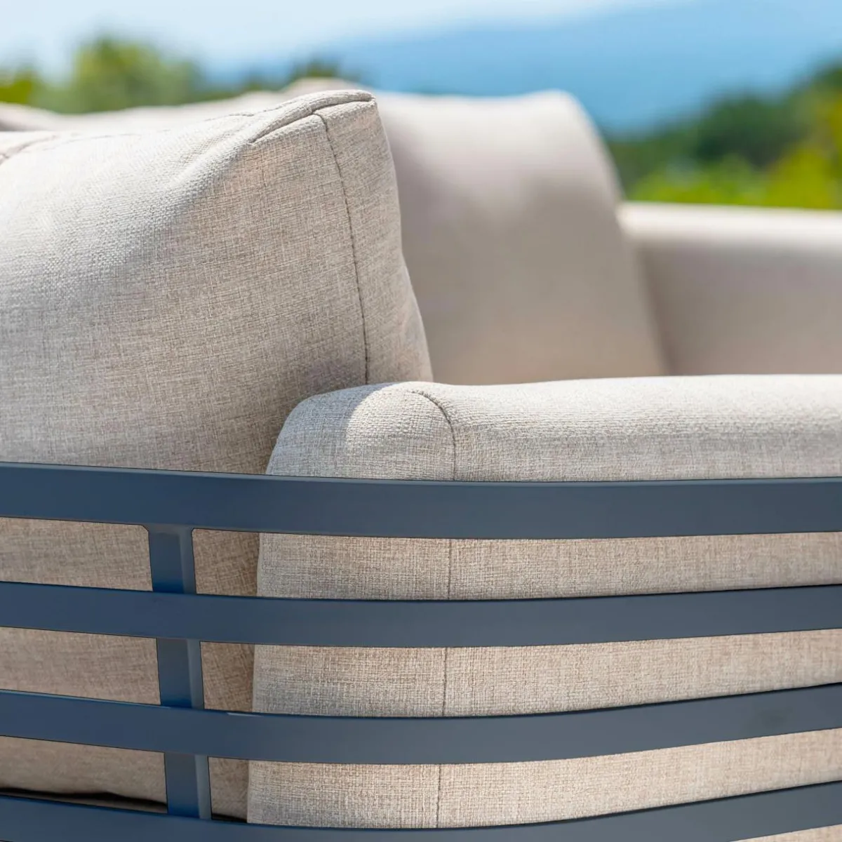 MOBELLIA Salon de jardin aluminium 5 places 4 pcs Monte Carlo Gris anthracite et taupe Anthracite - Taupe Hot