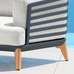 MOBELLIA Salon de jardin aluminium 8 places 6 pcs Monte Carlo Gris anthracite et gris clair Anthracite - Gris Clair Outlet