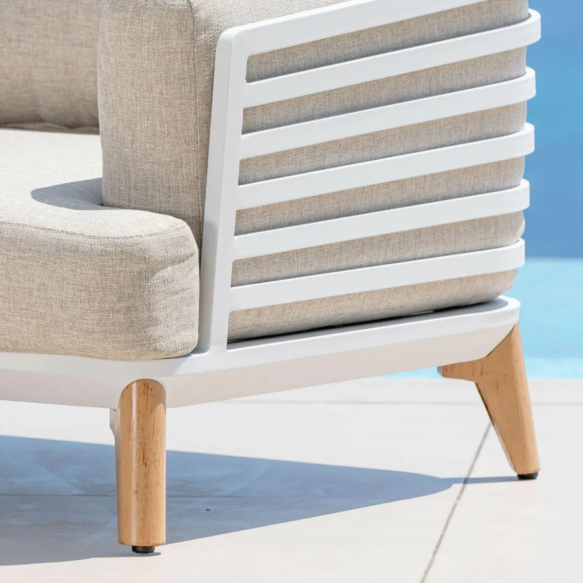 MOBELLIA Salon de jardin aluminium 8 places 6 pcs Monte Carlo Blanc et taupe Blanc - Taupe Clearance