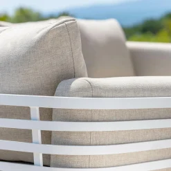 MOBELLIA Salon de jardin aluminium 8 places 6 pcs Monte Carlo Blanc et taupe Blanc - Taupe Clearance