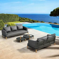MOBELLIA Salon de jardin aluminium 5 places 4 pcs Monte Carlo Gris Anthracite Sale
