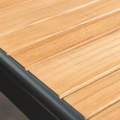 MOBELLIA Salon de jardin aluminium et bois teck 5 places Bali Gris et ardoise Anthracite Clearance