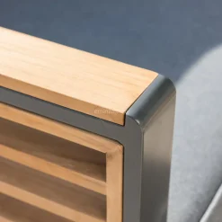MOBELLIA Salon de jardin aluminium et bois teck 5 places Bali Gris et ardoise Anthracite Clearance