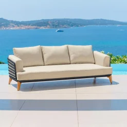 MOBELLIA Salon de jardin aluminium 5 places 4 pcs Monte Carlo Gris anthracite et beige Anthracite - Beige Hot