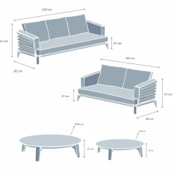 MOBELLIA Salon de jardin aluminium 5 places 4 pcs Monte Carlo Gris anthracite et beige Anthracite - Beige Hot
