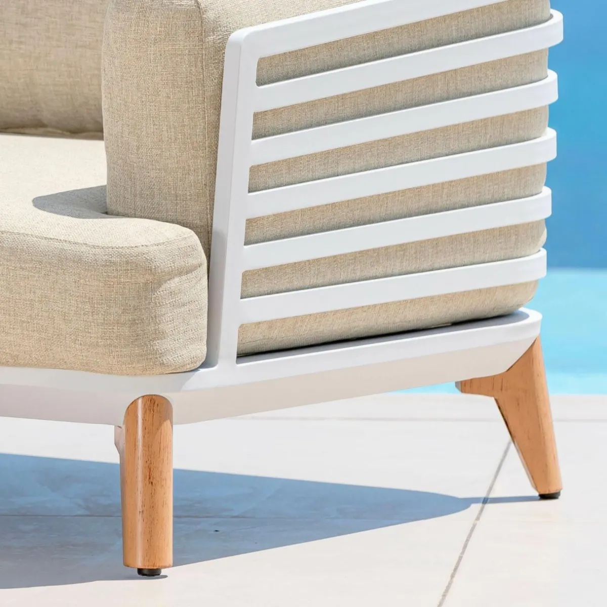 MOBELLIA Salon de jardin aluminium 5 places 5 pcs Monte Carlo Blanc et beige Blanc - Beige Online