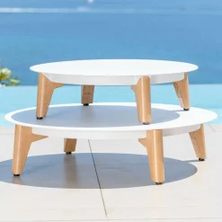 MOBELLIA Salon de jardin aluminium 5 places 5 pcs Monte Carlo Blanc et beige Blanc - Beige Online