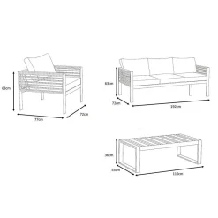 MOBELLIA Salon de jardin aluminium et bois teck 5 places Bali et gris clair Blanc Outlet
