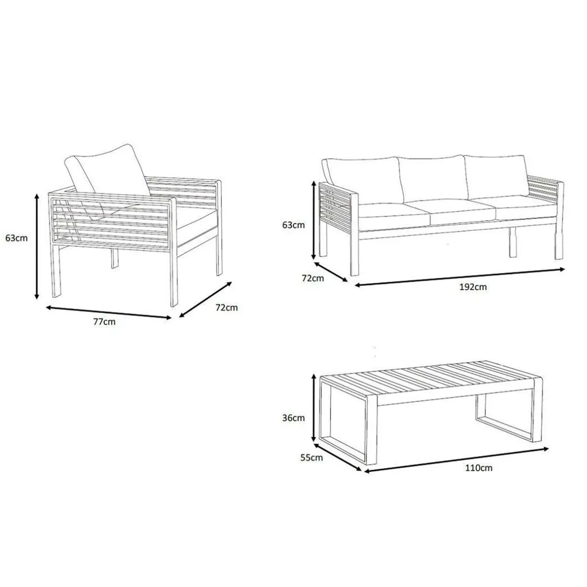 MOBELLIA Salon de jardin aluminium et bois teck 5 places Bali et gris clair Blanc Outlet