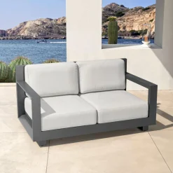 MOBELLIA Salon de jardin aluminium 7 places 5 pcs Elba Gris anthracite et gris clair Anthracite - Gris Clair Discount