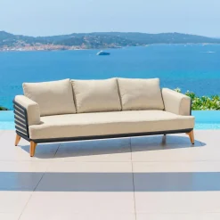 MOBELLIA Salon de jardin aluminium 5 places 5 pcs Monte Carlo Gris anthracite et beige Anthracite - Beige Hot