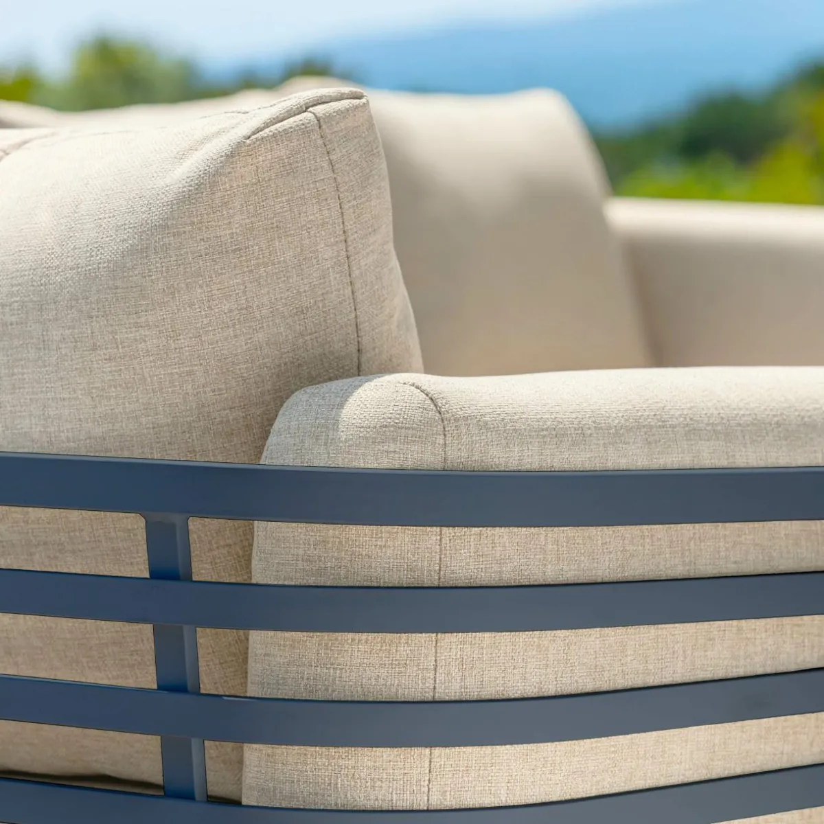 MOBELLIA Salon de jardin aluminium 5 places 5 pcs Monte Carlo Gris anthracite et beige Anthracite - Beige Hot