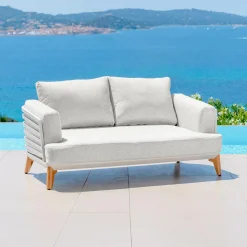 MOBELLIA Salon de jardin aluminium 7 places 6 pcs Monte Carlo Blanc et gris clair Blanc - Gris Clair Outlet