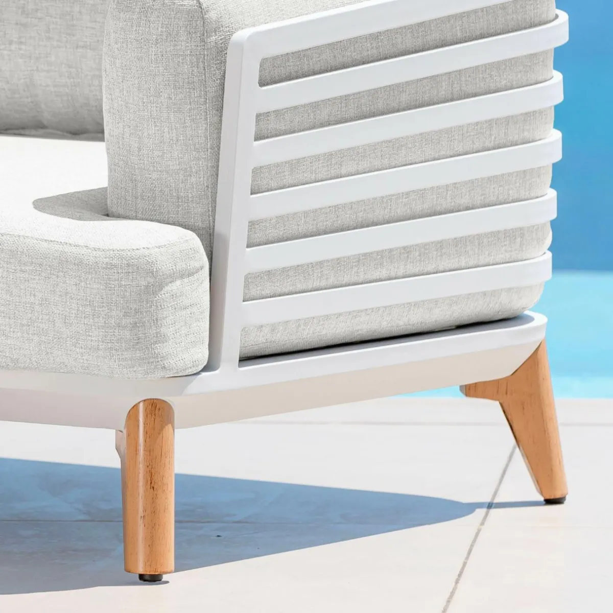 MOBELLIA Salon de jardin aluminium 4 places 5 pcs Monte Carlo Blanc et gris clair Blanc - Gris Clair