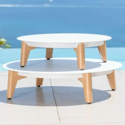 MOBELLIA Salon de jardin aluminium 4 places 5 pcs Monte Carlo Blanc et gris clair Blanc - Gris Clair
