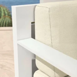 MOBELLIA Salon de jardin aluminium 4 places 4 pcs Elba Blanc et beige Blanc - Beige Clearance