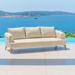 MOBELLIA Salon de jardin aluminium 12 places 8 pcs Monte Carlo Blanc et beige Blanc - Beige Online