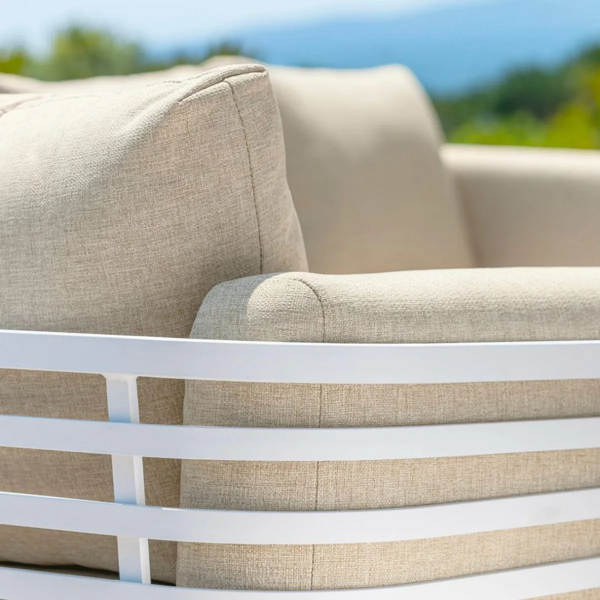 MOBELLIA Salon de jardin aluminium 12 places 8 pcs Monte Carlo Blanc et beige Blanc - Beige Online