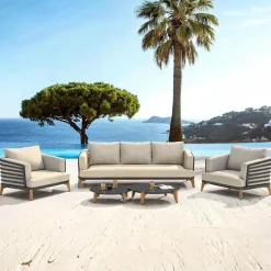 MOBELLIA Salon de jardin aluminium 5 places 5 pcs Monte Carlo Gris anthracite et taupe Anthracite - Taupe Online
