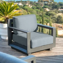 MOBELLIA Salon de jardin aluminium 4 places 4 pcs Elba Gris Anthracite Best