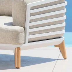 MOBELLIA Salon de jardin aluminium 7 places 6 pcs Monte Carlo Blanc et taupe Blanc - Taupe Discount