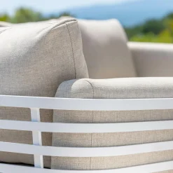 MOBELLIA Salon de jardin aluminium 5 places 5 pcs Monte Carlo Blanc et taupe Blanc - Taupe Clearance