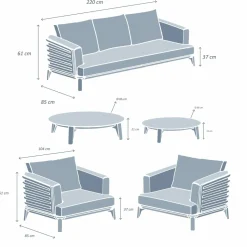 MOBELLIA Salon de jardin aluminium 5 places 5 pcs Monte Carlo Blanc et taupe Blanc - Taupe Clearance
