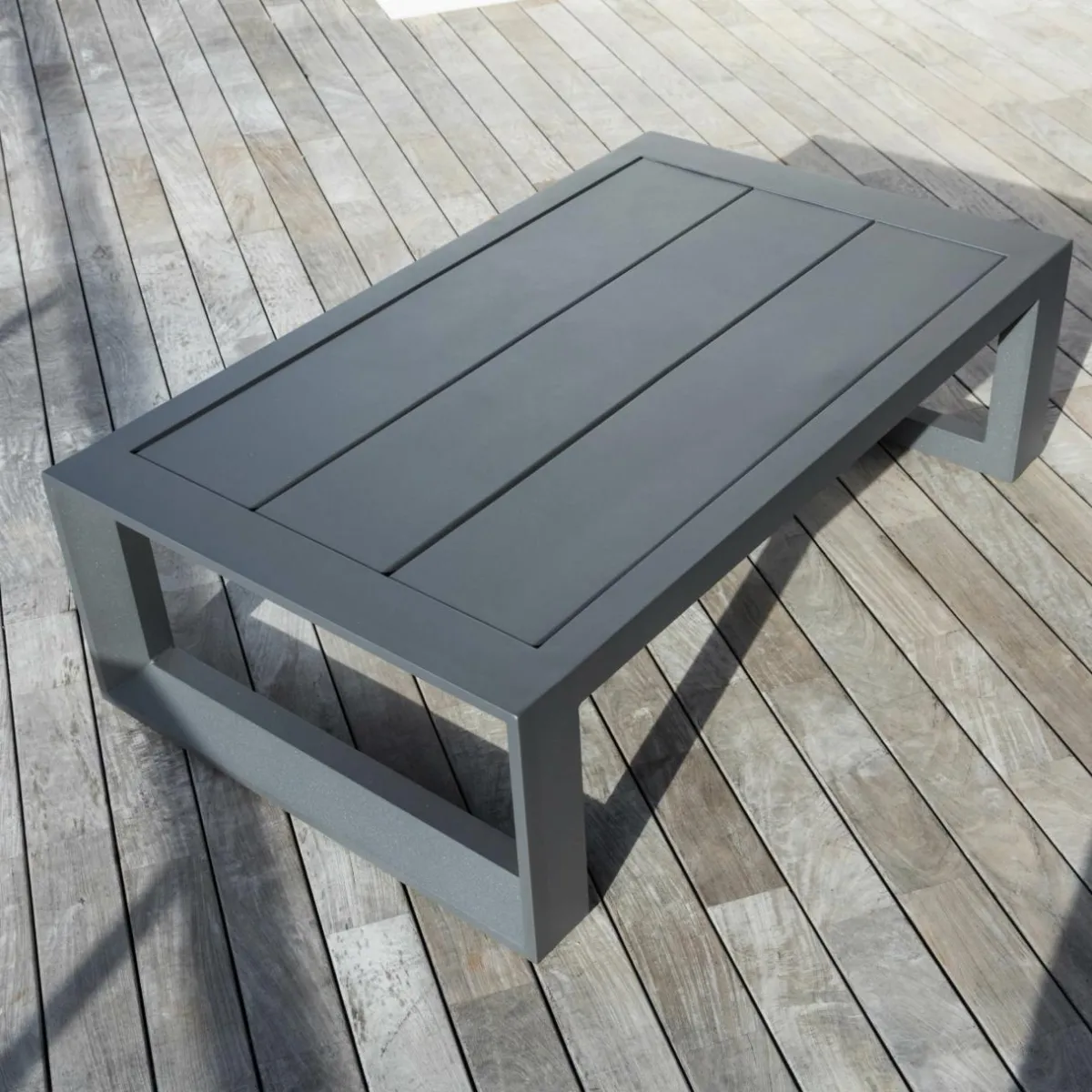 MOBELLIA Salon de jardin d'angle aluminium 10 places Elba Gris Anthracite Sale
