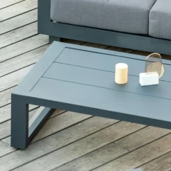 MOBELLIA Salon de jardin d'angle aluminium 10 places Elba Gris Anthracite Sale