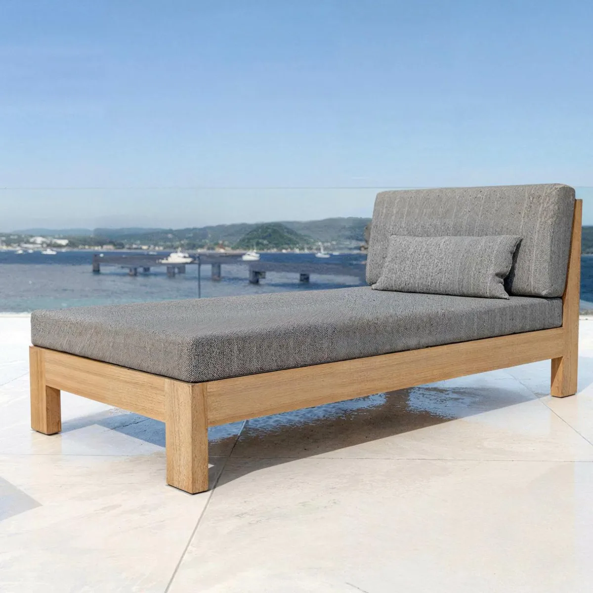 MOBELLIA Salon de jardin d'angle en bois d'acacia 5 places 5 pcs Borneo Gris Anthracite Sale