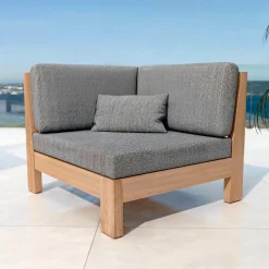 MOBELLIA Salon de jardin d'angle en bois d'acacia 7 places 6 pcs Borneo Gris Anthracite Outlet