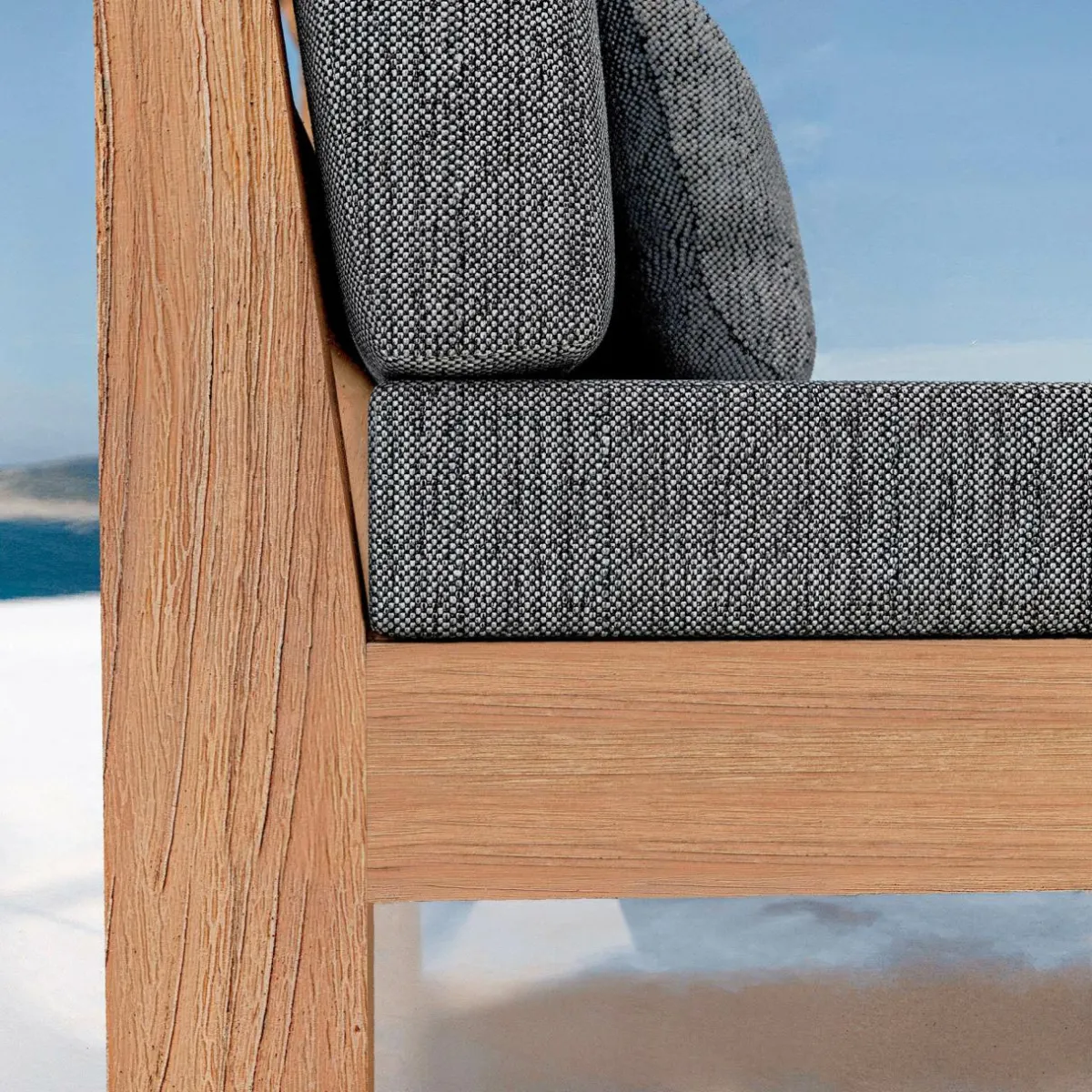 MOBELLIA Salon de jardin d'angle en bois d'acacia 7 places 6 pcs Borneo Gris Anthracite Outlet