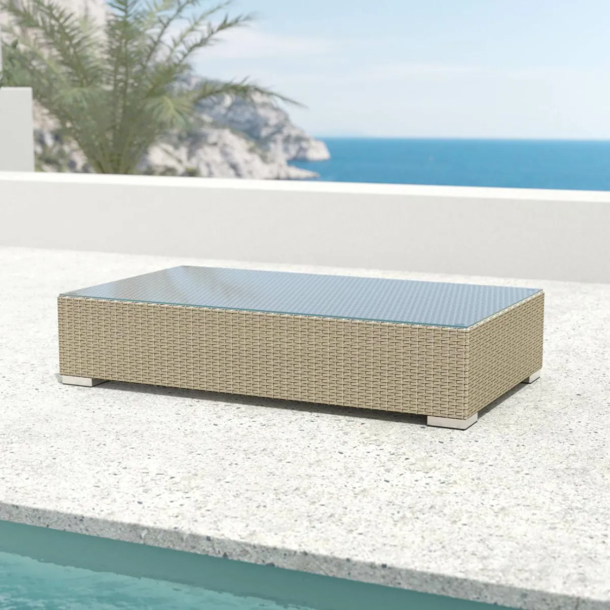 MOBELLIA Salon de jardin d'angle en résine tressée 5 places Palma Gris et anthracite Tressé Gris - Anthracite New